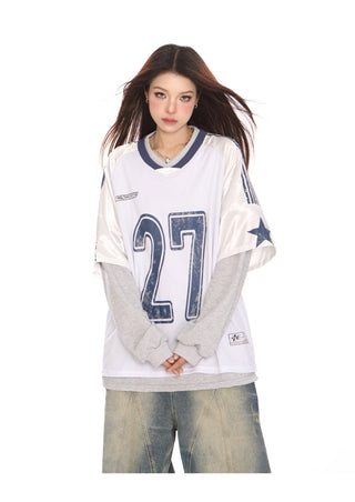 Fake two-piece sporty jersey