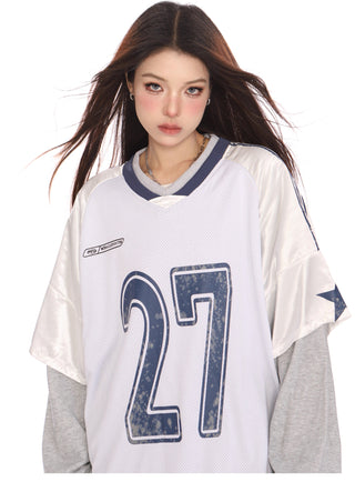 Fake two-piece sporty jersey