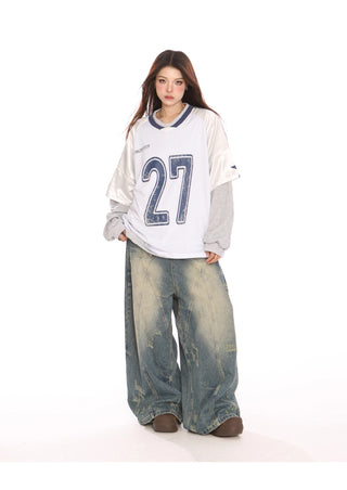 Fake two-piece sporty jersey