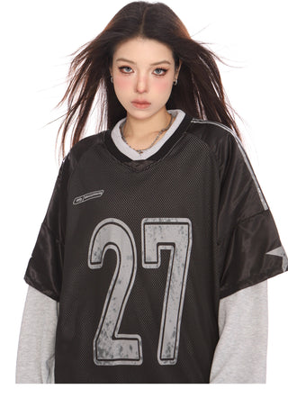 Fake two-piece sporty jersey