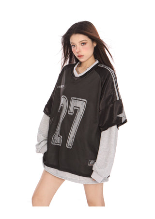 Fake two-piece sporty jersey