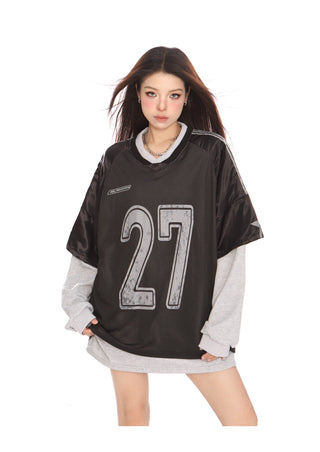 Fake two-piece sporty jersey
