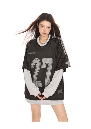 Fake two-piece sporty jersey