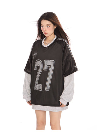 Fake two-piece sporty jersey