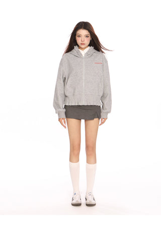 Lace edge slim hoodie