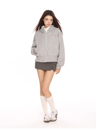 Lace edge slim hoodie
