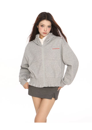 Lace edge slim hoodie