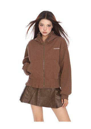 Lace edge slim hoodie