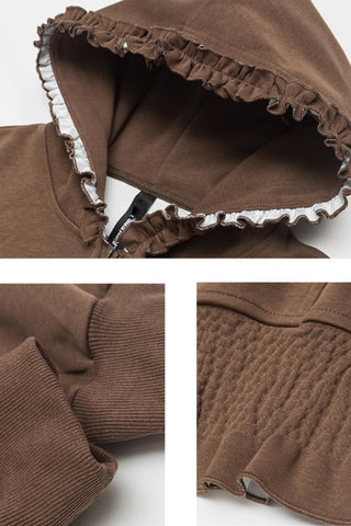 Lace edge slim hoodie