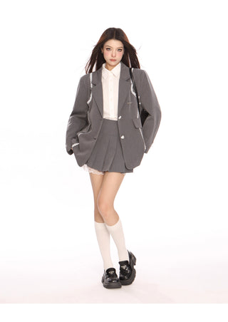 Lace stitching suit jacket