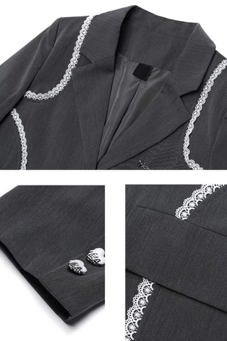 Lace stitching suit jacket