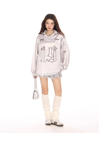 Bow straps long-sleeved graphic jersey