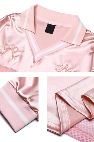 Bow straps long-sleeved graphic jersey
