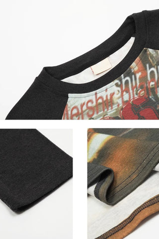 Car graffiti graphic raglan slim top