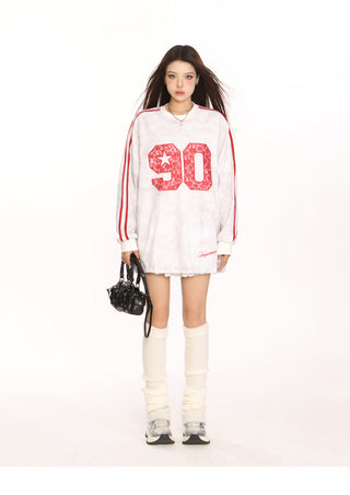 Sporty graphic stripe oversized top