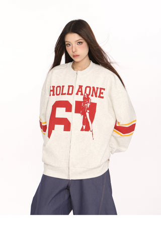 Retro contrast color sports jacket