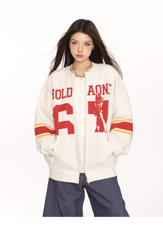 Retro contrast color sports jacket