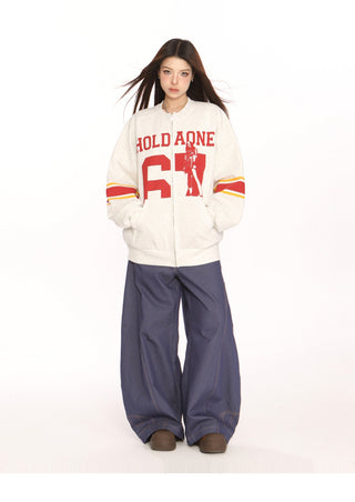 Retro contrast color sports jacket