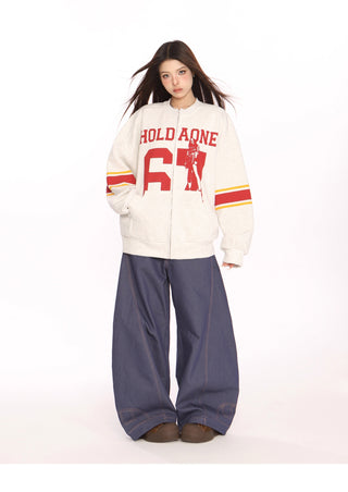 Retro contrast color sports jacket