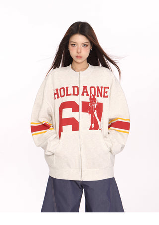 Retro contrast color sports jacket