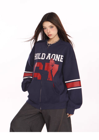 Retro contrast color sports jacket