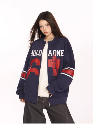 Retro contrast color sports jacket