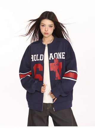 Retro contrast color sports jacket