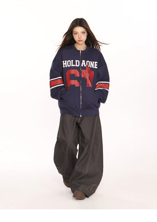 Retro contrast color sports jacket