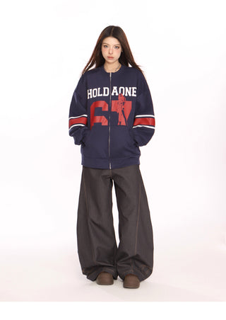 Retro contrast color sports jacket