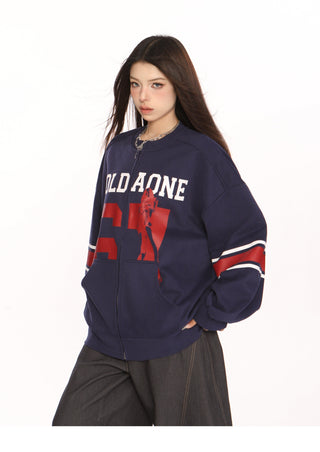 Retro contrast color sports jacket