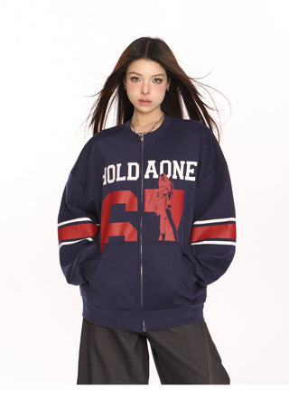 Retro contrast color sports jacket