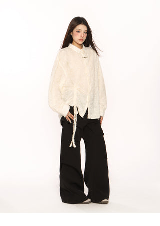 Textured drawstring overshirt