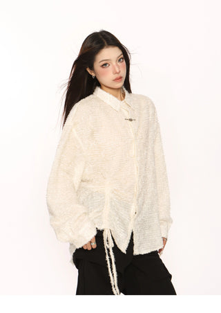 Textured drawstring overshirt