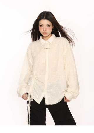 Textured drawstring overshirt