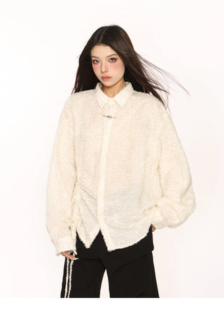 Textured drawstring overshirt