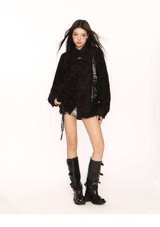 Textured drawstring overshirt
