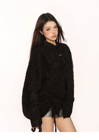 Textured drawstring overshirt