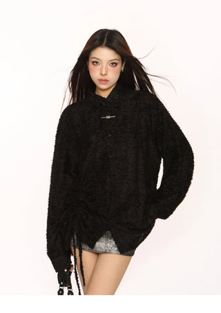Textured drawstring overshirt