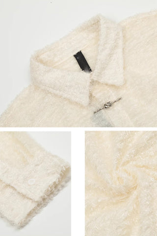 Textured drawstring overshirt