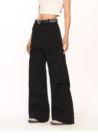 Retro pleated wide-leg trousers