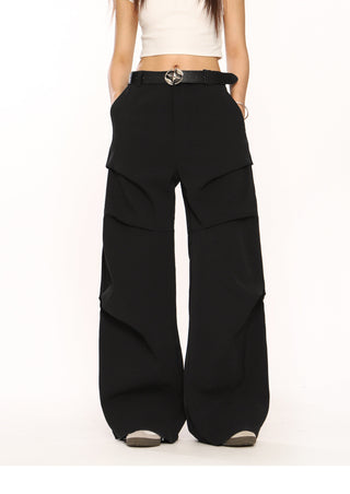 Retro pleated wide-leg trousers