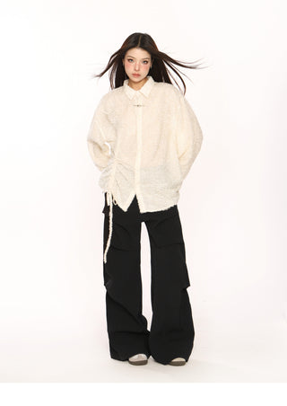 Retro pleated wide-leg trousers