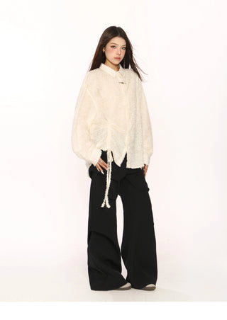 Retro pleated wide-leg trousers