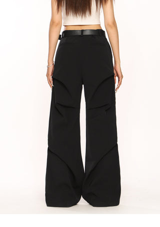 Retro pleated wide-leg trousers