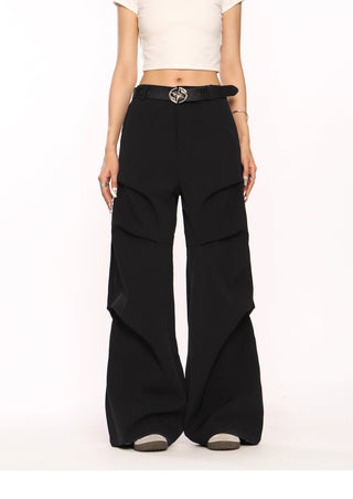 Retro pleated wide-leg trousers