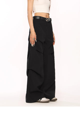 Retro pleated wide-leg trousers