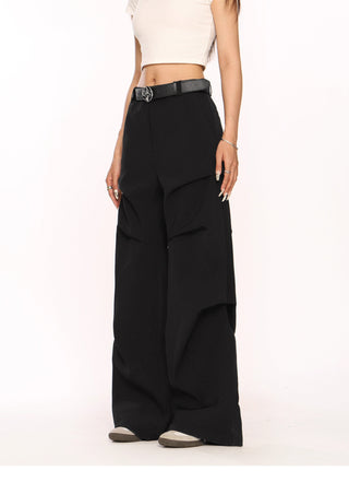 Retro pleated wide-leg trousers