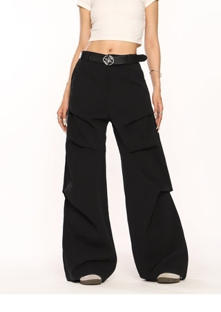 Retro pleated wide-leg trousers