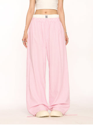 Fake two-piece blue striped trousers