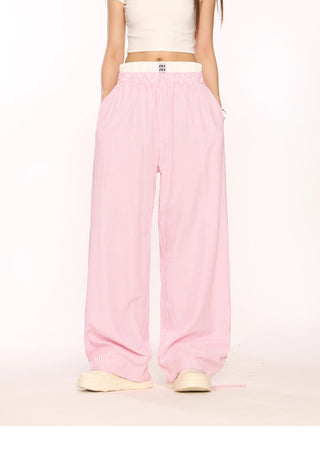 Fake two-piece blue striped trousers